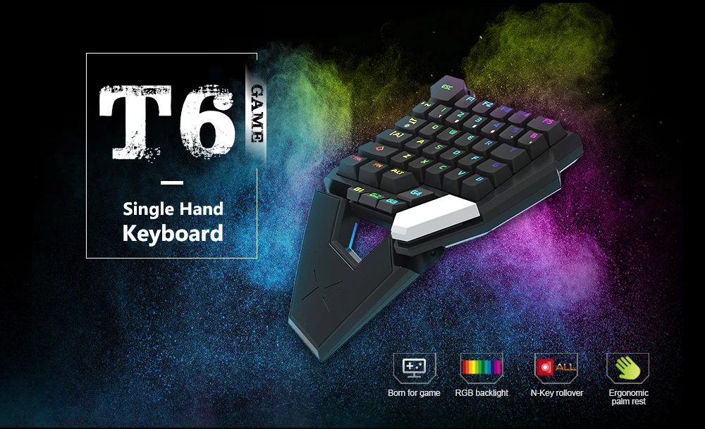 DELUX T6 Одноручные механические игровые клавиатуры складной RGB 39 ключ полностью программируемая Проводная клавиатура для ноутбука PC Gamer