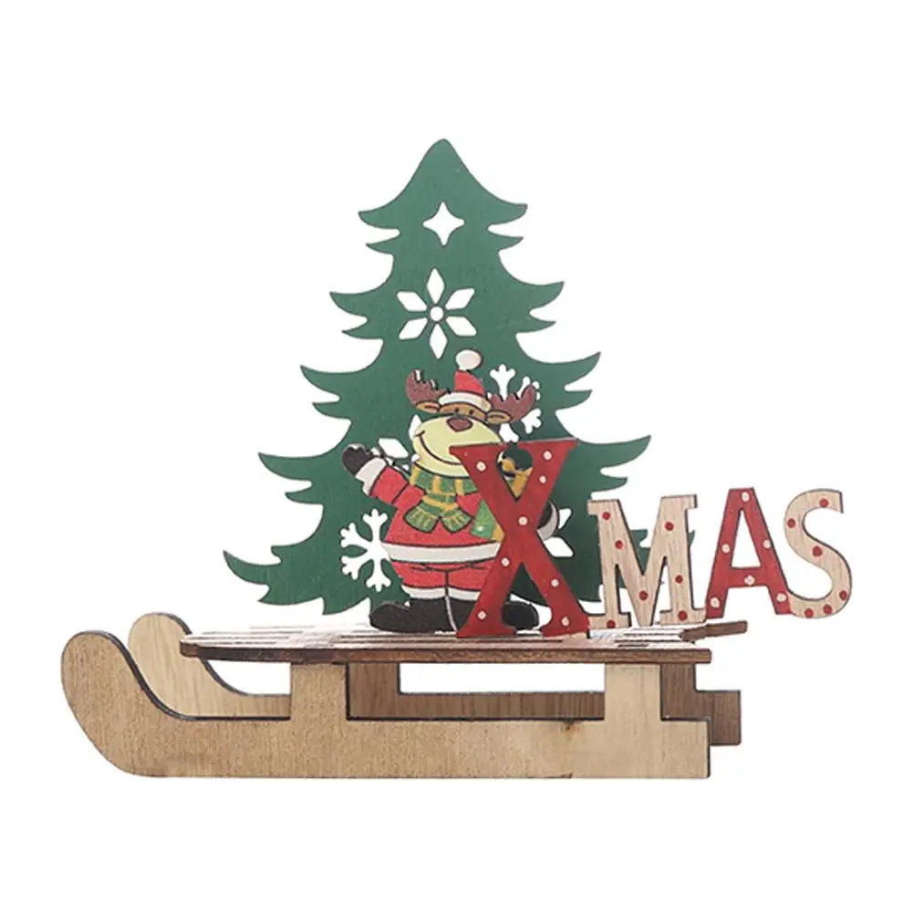 Съемный зеленый орнамент с рождественской елкой деревянный Ice Blade DIY сани