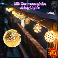 led solar moroccan string light led fairy globe lights outdoor waterproof led fence lamp for christmas party holiday decoration