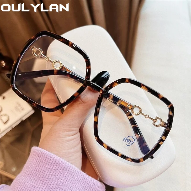 

Ouylan Blue Light Blocking Oversized Glasses Frame Women Vintage Black Thick frame Eyeglasses for Men Optical Computer Eyewear