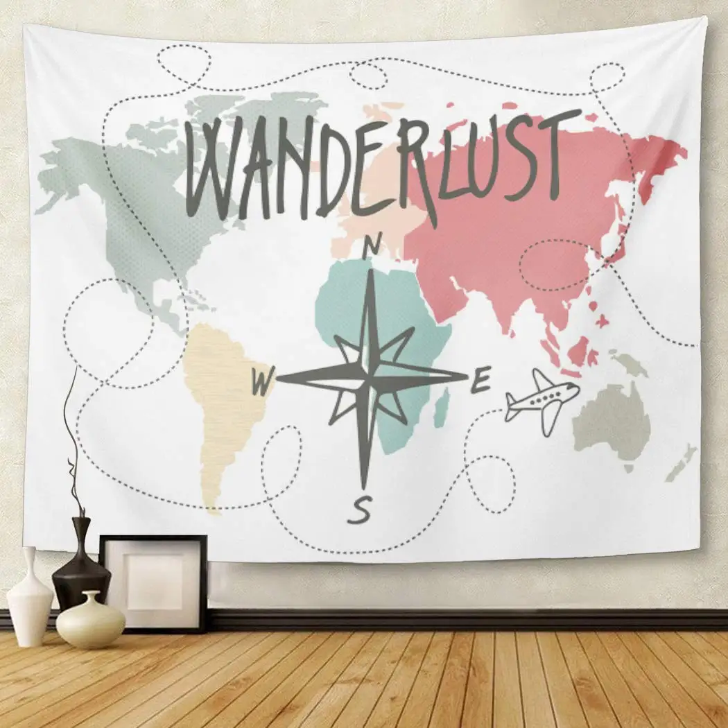 Винтажная карта мира для путешествий компас путешествия пастельные поездки