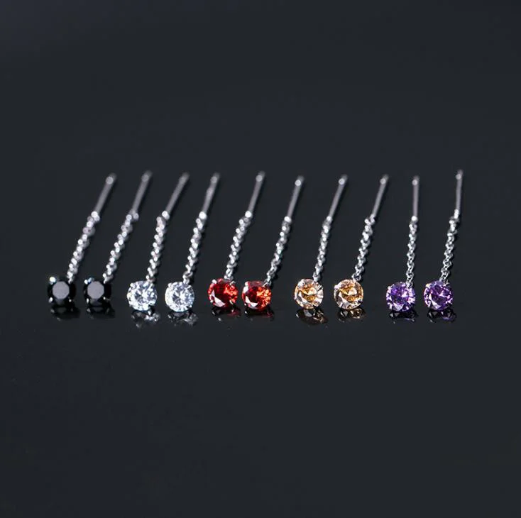 

Thread Silver Drop Earrings 100% 925 Sterling Silver Jewelry Earrings With Cubic Zirconia