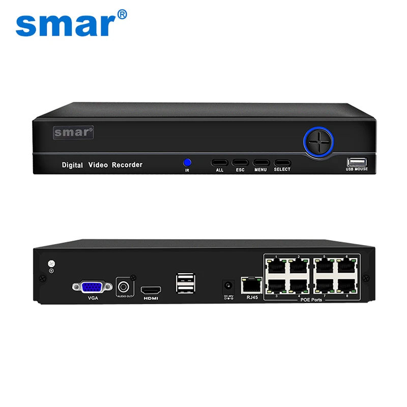 Smh.265 4CH 8CH POE NVR 48V 1080P HDMI Full HD сетевой видеорегистратор CCTV система для POE камеры домашней безопасности ONVIF P2P