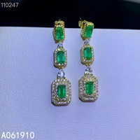 kjjeaxcmy fine jewelry 925 sterling silver inlaid natural emerald ladies earrings fashion support detection popular