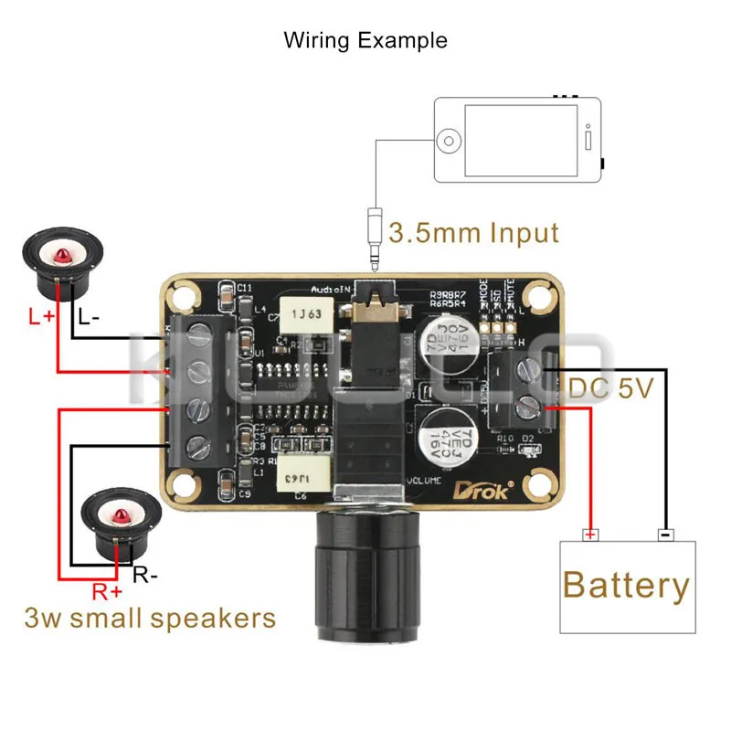 5V аудио усилитель 5W + стерео Класс D мощности и понижающий преобразователь DC 4 V 40 к