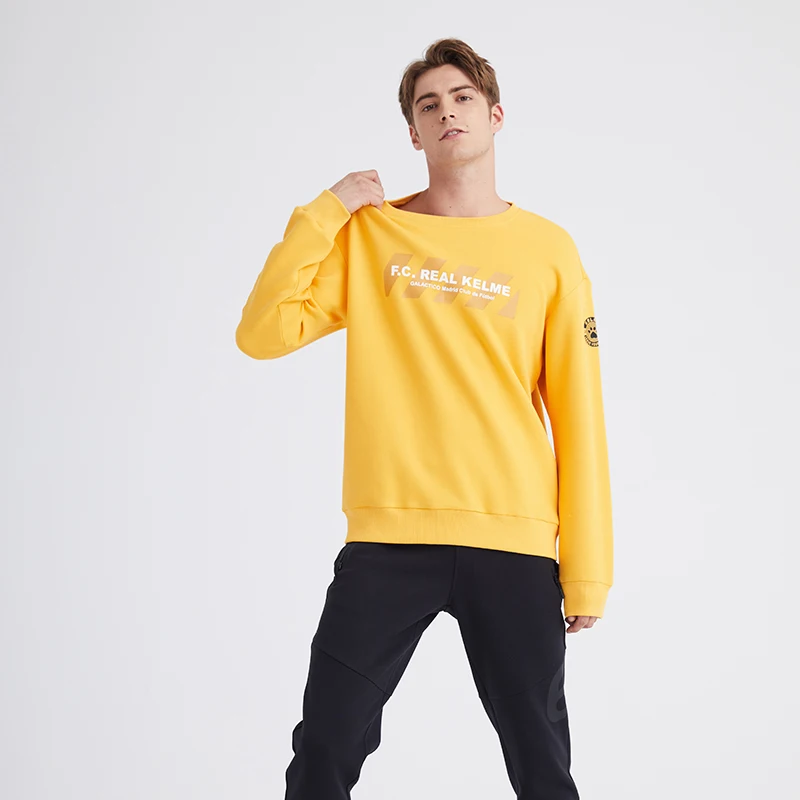 Мужская толстовка с круглым вырезом KELME модный спортивный костюм оранжевого и