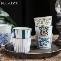 1pc relmhsyu japanese style japanese style ceramic 200ml tea water cup without handle household drinkware