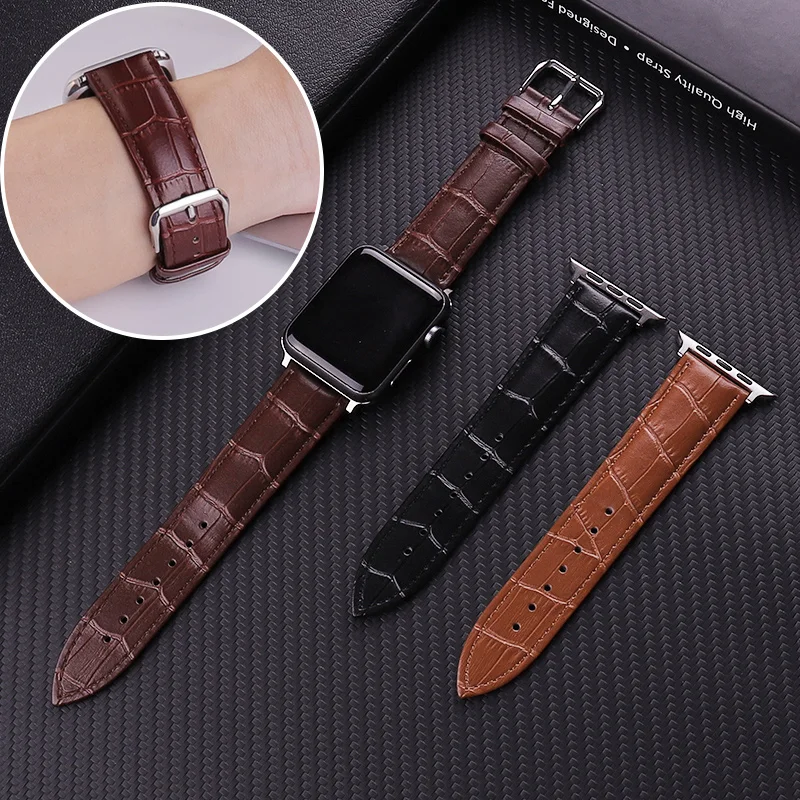 

Leather Watchband for Apple Watch 6 5 4 SE Band Sport Leather Bracelet 42mm 38mm Strap For iwatch Series 3/2/1 Band