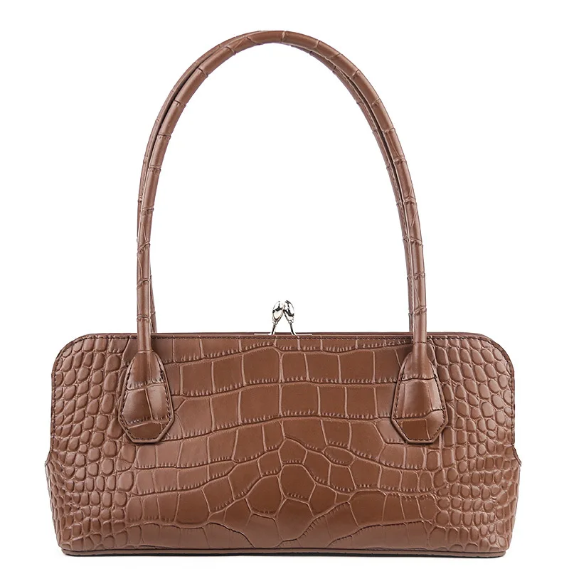 

Autumn and winter handbags new 2021 crocodile leather armpit baguette clip simple niche handbags