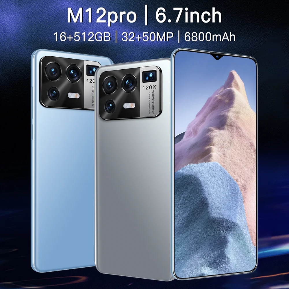 

Global Version 6.7 Inch New M12 Pro 12GB 512GB 32+50MP Andriod 10 Smartphones Ten Core MTK6889 Dual SIM 4G 5G Cheap Cell Phone