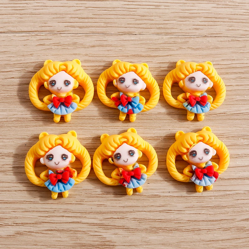 

10pcs Cute Girl Cabochon Flatback Scrapbook Crafts for Jewelry Making DIY Handmade Hairpin Brooch Ring Children Hair Accessories