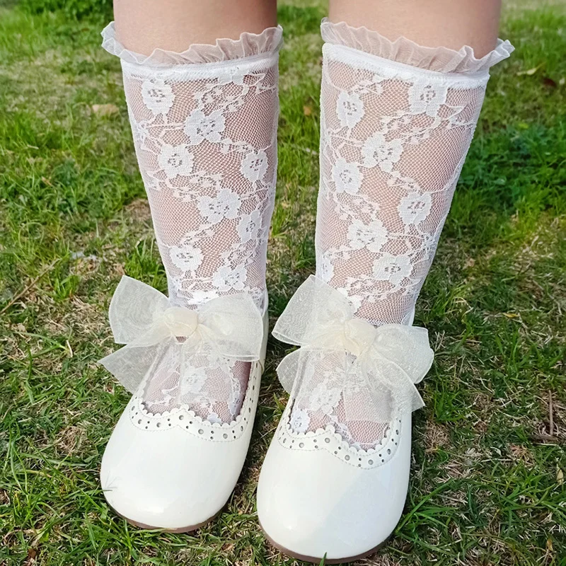 

1Set New Style Children's Baby Lace Socks Tube Girl Socks Princess Lace Mesh Summer Fashion Lace Knee High Socks Socks Kids