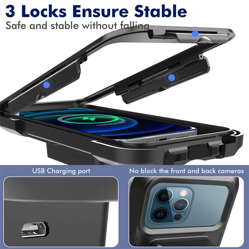 waterproof bicycle phone holder for iphone 11 samsung 15w wireless charging stand bike motorcycle handlebars mobile phone holder free global shipping