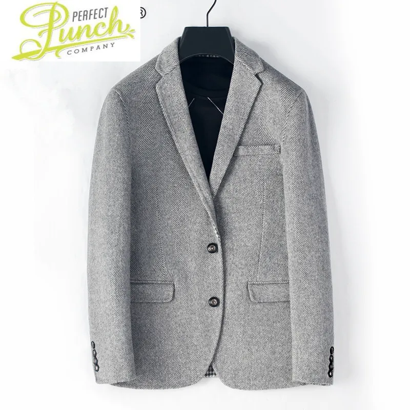 

Wool Men's Coat Spring Autumn Double-sided Woolen Coat Men Jacket Casual Blazer Overcoat Abrigo Hombre 3A3921 KJ4290