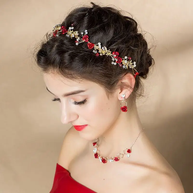 

Rose Gold Color Leaf Headband Crystal Bead Hairband Wedding Hair Accessories Bridal Tiara Wedding Headband Hair Jewelry