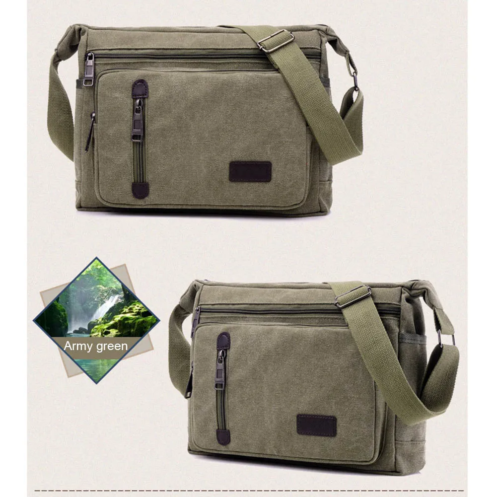 Многофункциональная вместительная холщовая сумка мессенджер в стиле ретро для