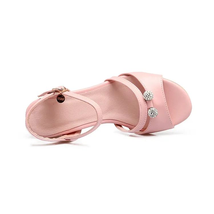 Big Size 9 10 11 12 high heels sandals women shoes woman summer ladies Fish mouth one word buckle water drill | Обувь