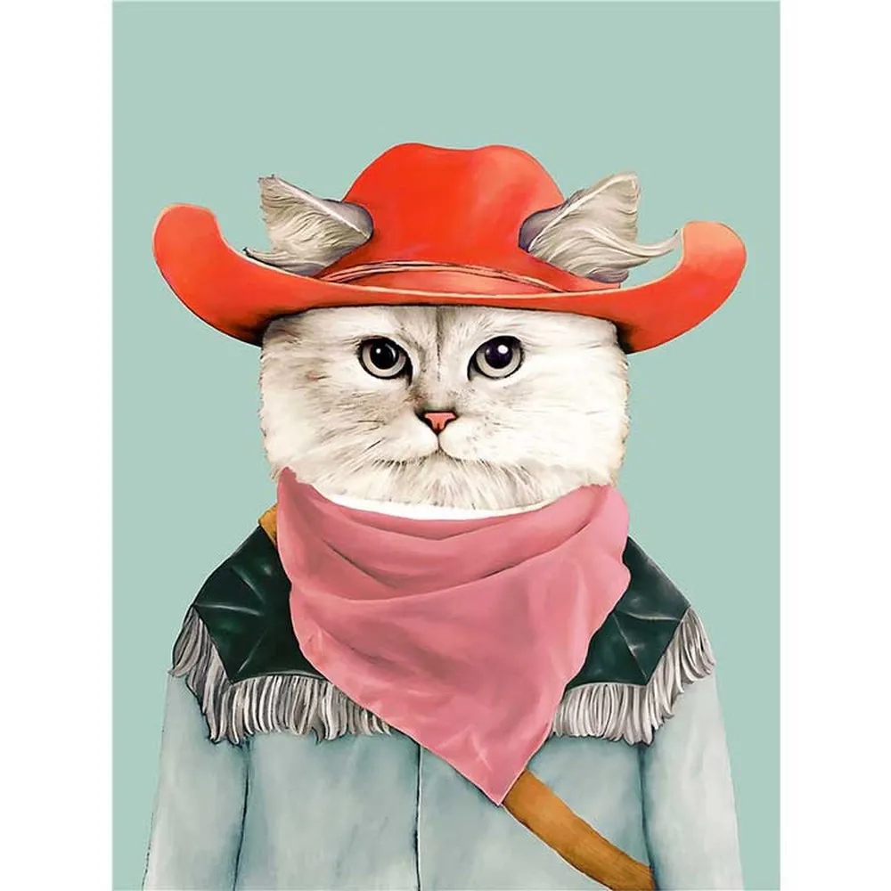 Ретро портрет животных холст живопись лиса ежик кошка собака лось хентлеман