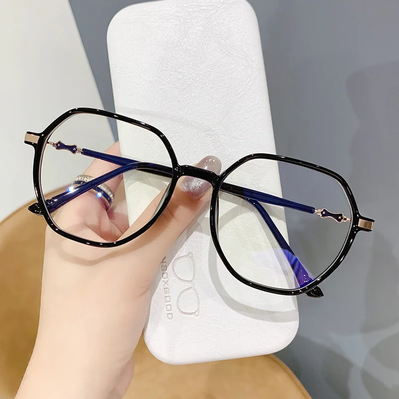 

New retro polygonal transparent Korean flat mirror female ins student myopia frame eyeglasses frames anti blue light glasses