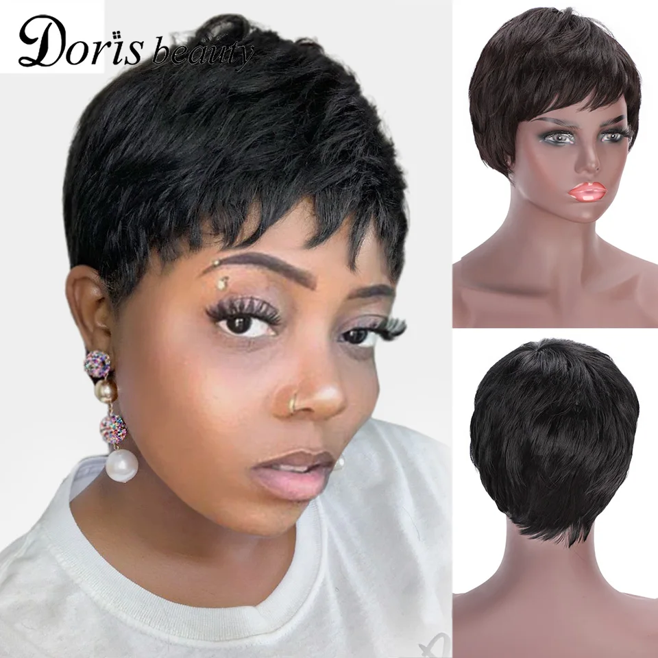 Doris beauty синтетический черный короткий женский парик прямые парики для женщин