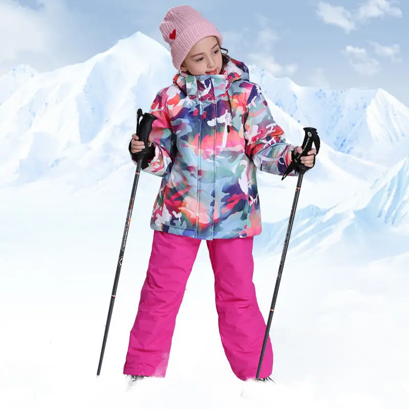

Детский лыжный костюм для мальчиков и девочек, плотная теплая зимняя одежда для сноуборда, водонепроницаемая ветрозащитная уличная куртка ...