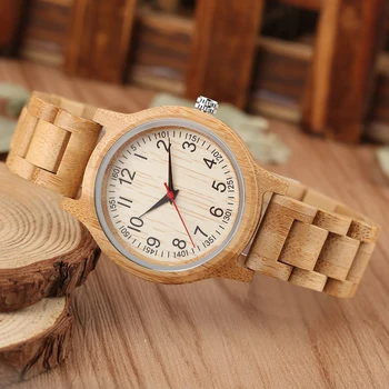Simple Women Pure Wood Watch - Quartz Ladies Bamboo Clock 3