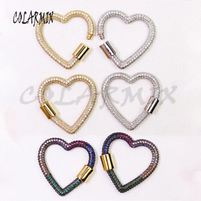 

5pcs Fashion Heart zircon pendants for necklace mix color Luxury jewelry accessories charm accessories for jewelry making 50936