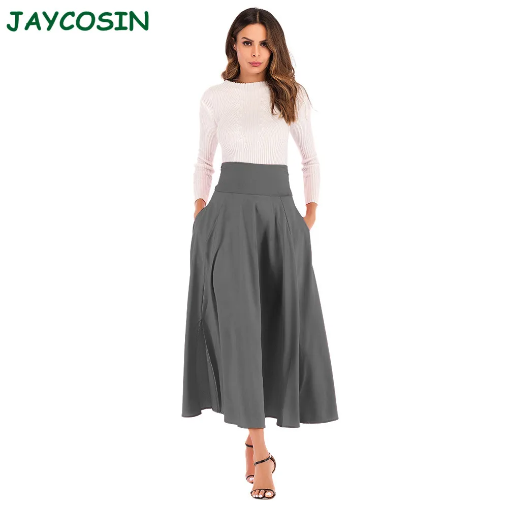JAYCOSIN одежда женская летняя однотонная плиссированная юбка с разрезом спереди и