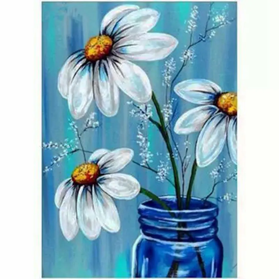 

Home 5D DIY Diamond Painting Kit filled with square diamonds inlaid with embroidery cross stitch "Chrysanthemum" home decor gift