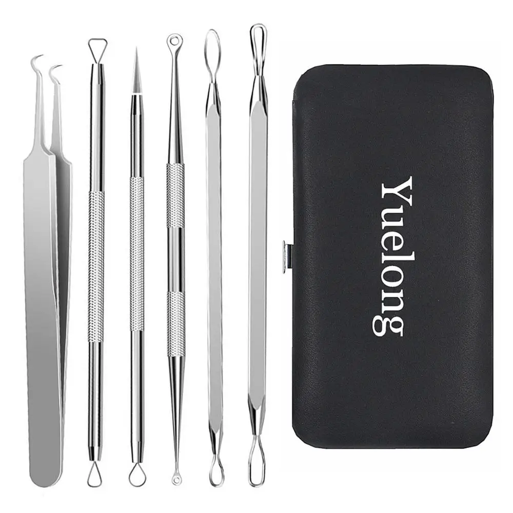 6 шт., профессиональный набор инструментов для удаления прыщей, инструмент для удаления прыщей, ланцеты для лица, инструменты для удаления белой головы без риска