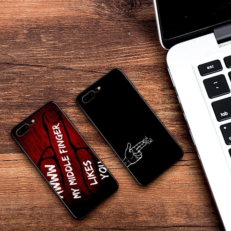 Чехол для iPhone 6 6S plus чехол роскошный черный 5 5S SE 7 8 Plus X XS Max XR средний палец |