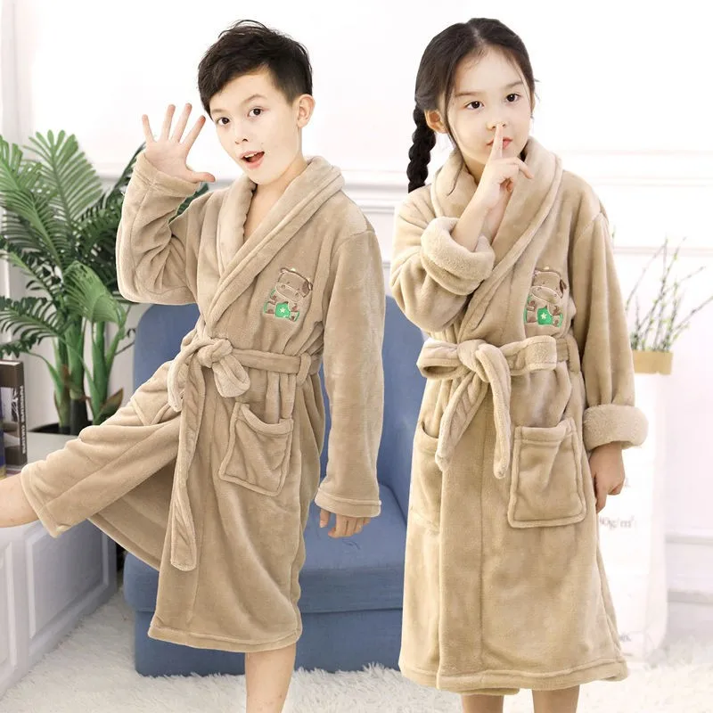 Халат для маленьких девочек Фланелевое кимоно банное платье Детская ночная