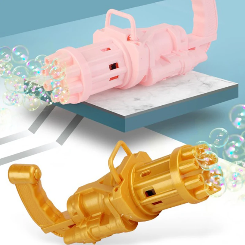 

Kids Gatling Bubble Gun Toys Summer Automatic Soap Water Bubble Machine For kids