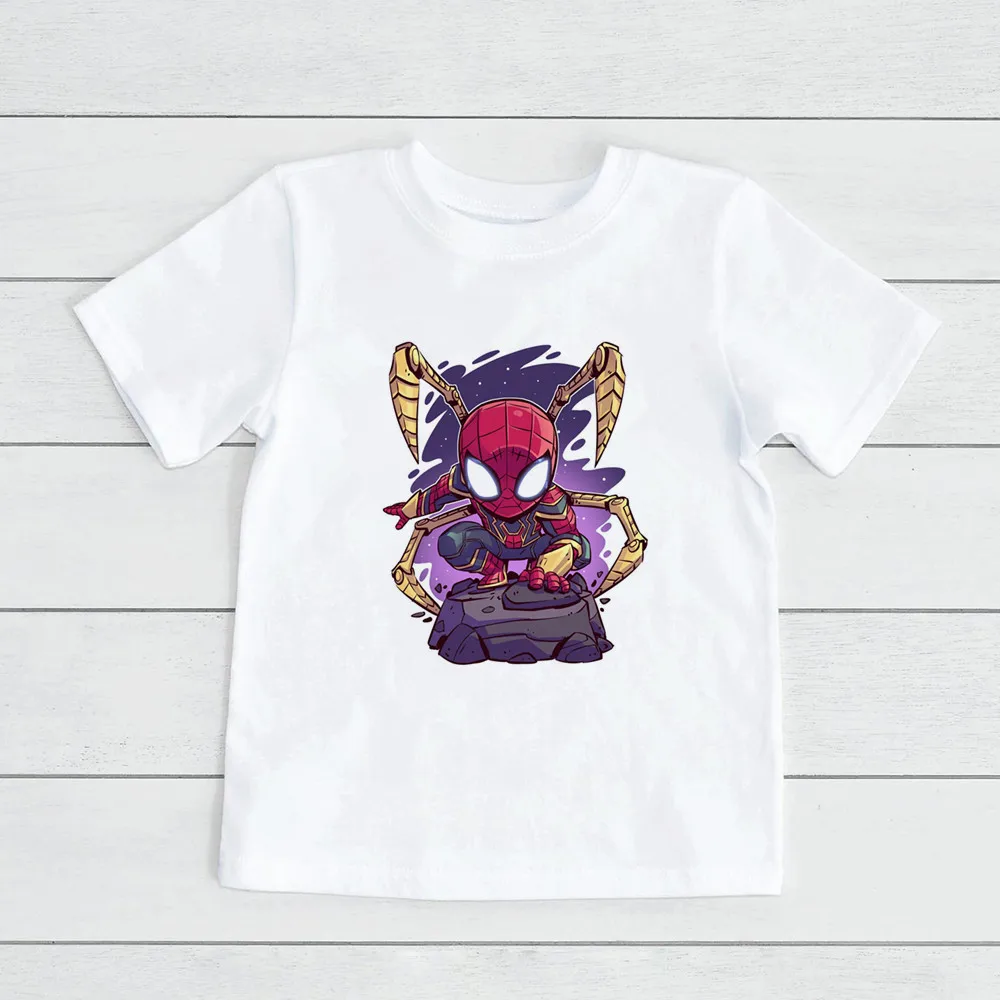 

Iron Man Harajuku Fashion Disney Children's T-shirt Boys Girls Short Sleeve Tops Summer Casual Breathable Spiderman Kids Clothes