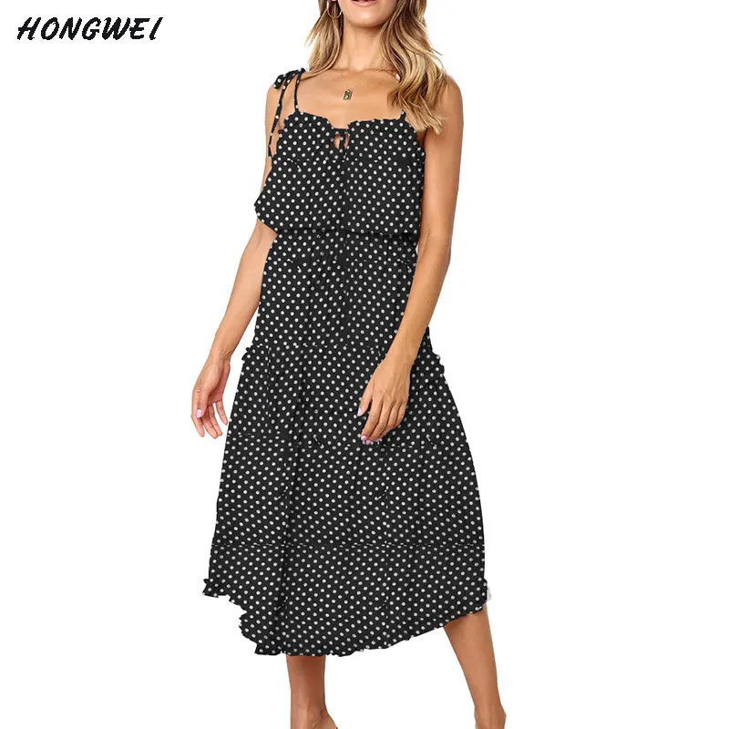 

Brand Vestidos 2020 Hot Sexy Women Summer Polka Dot Dresses Sleeveless Irregular Dress Summer Leopard Dress Sundress