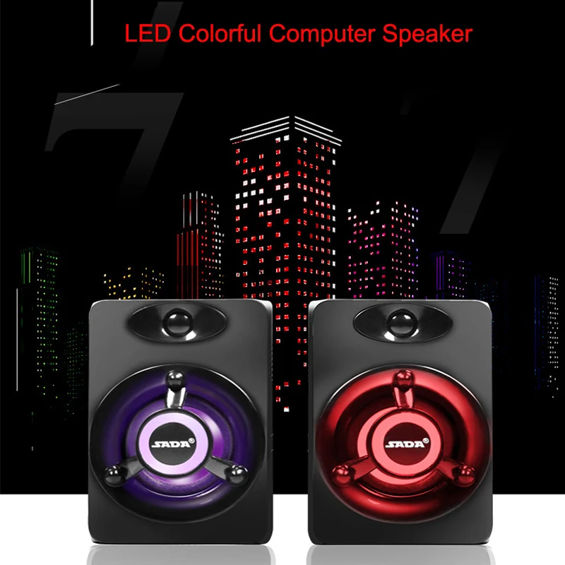 SADA V-118 мини USB динамик ПК телефон компьютер Soundbox USB 2,0 громкий динамик с красочным дыхательным светодиодный светильник для ноутбука
