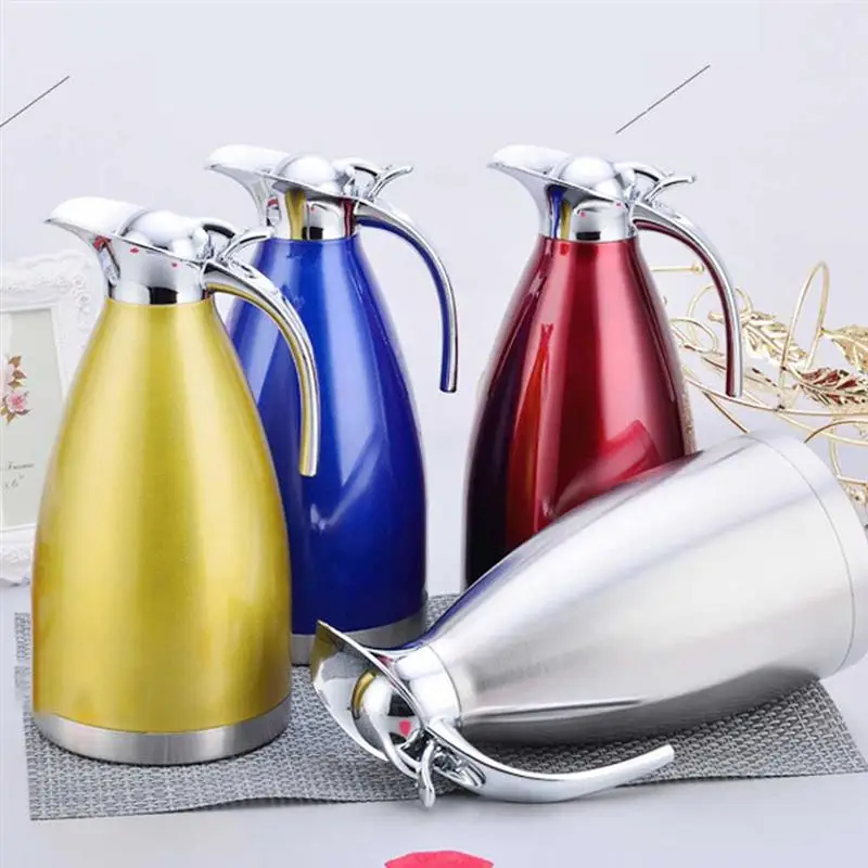 

Stainless Steel Thermal Bottle Coffee Tea Carafe 2L Double Wall Insulated Vacuum Flasks Travel Thermos Jug Water Pot Kettle