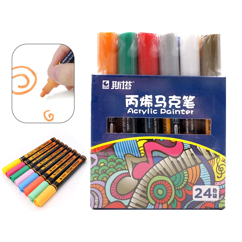 Acrylic Paint Pens Waterproof Acrylic Marker Pens Set, 12 Colors Acrylic Pens for DIY Rock Ceramic Wood ect.(2-3mm Medium Tip)