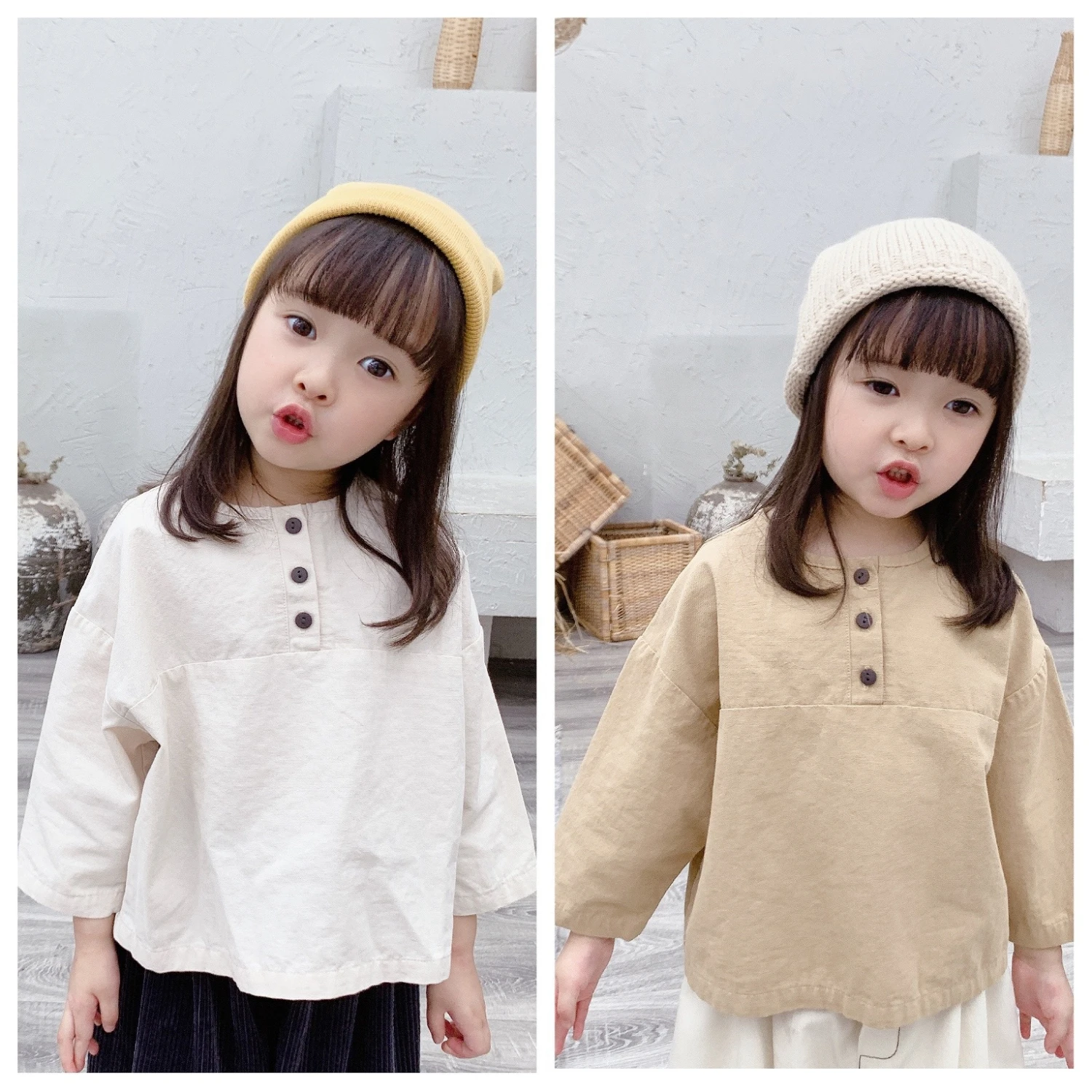 

Оригинальная рубашка для маленьких девочек, осенние детские хлопковые однотонные Топы с длинным рукавом для девочек, одежда для малышей, но...