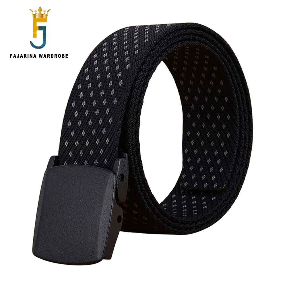 FAJARINA Mens High Quality Plastic Buckle Belts Man Men's Design Fashion Styles Plaid Dot Good Nylon 3.8cm Width CBFJ0083
