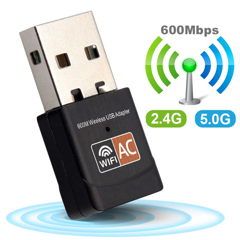 WiFi Adapter 2.4GHz 5GHz 600Mbps USB Antenna Dual Band 802.11b/n/g/ac Mini Wireless Computer Network Card Receiver | Компьютеры и офис