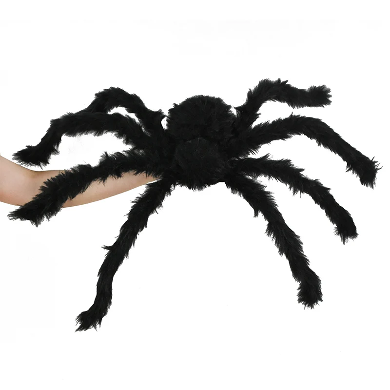 

125cm/150cm/200cm Horror Giant Black Plush Spider Halloween Party Decoration Props Haunted Halloween Decorations for Home Party