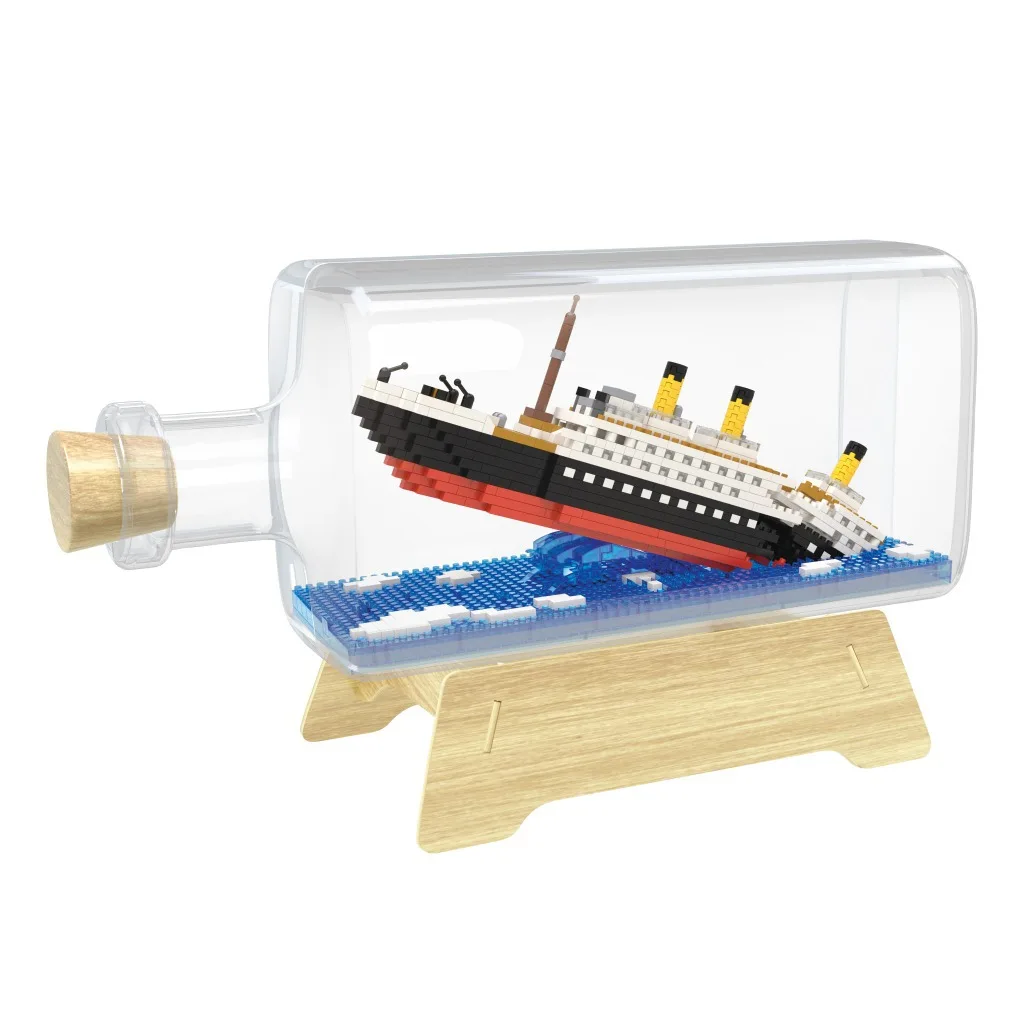 

wisehawk Micro-particle creative puzzle toys inserting assembling mini building blocks bricks 2709 Titanic series in a bottle