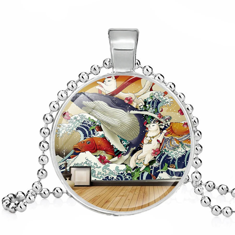 Классический Kanagawa картина серфинг Ожерелье s японский Ukiyo-e искусство синяя
