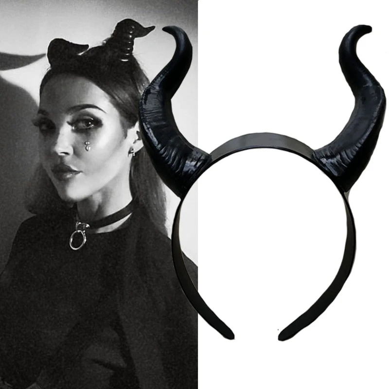 

Adult Cattle Horns headband ox horn Headdress Halloween Demon headwear Cosplay Devil Bull Costume