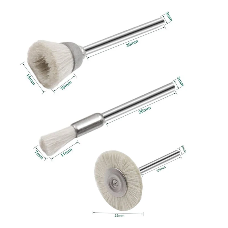 

10Pcs Polishing Flat Brush Grinding Wheel Abrasive Brush 3MM Metal Polish Tool