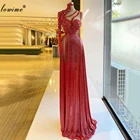 Новинка 2021, элегантные красные коктейльные платья для женщин, платье на одно плечо с блестками и цветами для выпускного вечера, вечерняя одежда от турецкой кутюр