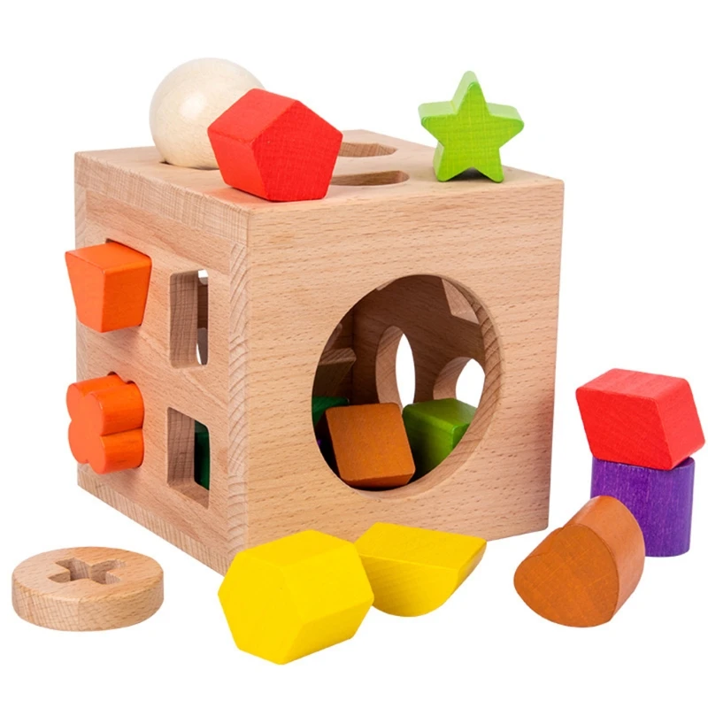

17 Holes Wooden Shape Matching Sorter Cognitive Intelligent Training Children Early Educational Toys