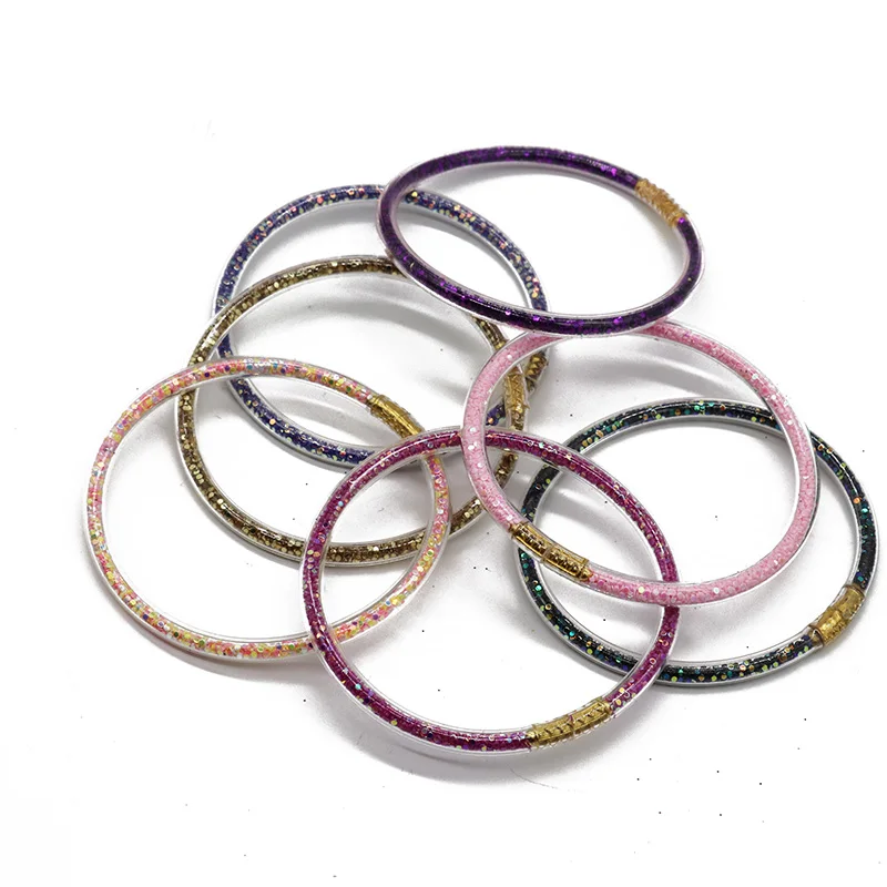 

2021 New 2pcs Women Men Glitter Bangle Bracelet Bow Charm Bracelets & Bangles For Women Fashion Jewelry Diameter 17cm Can't Open