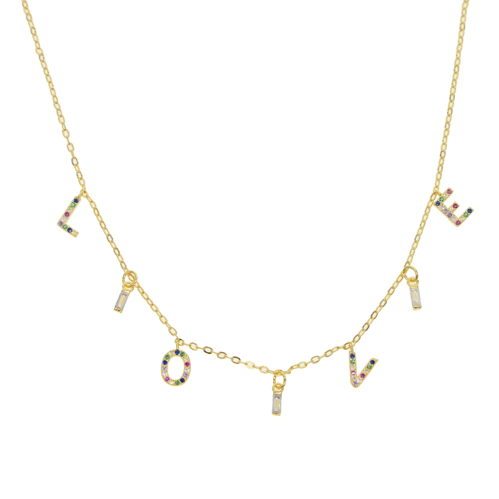 2021 обещанное Радужное ожерелье Любовь микро паве Красочные Стразы с фианитом